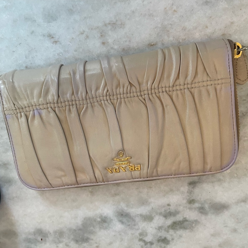 Prada Beige Leather Clutch